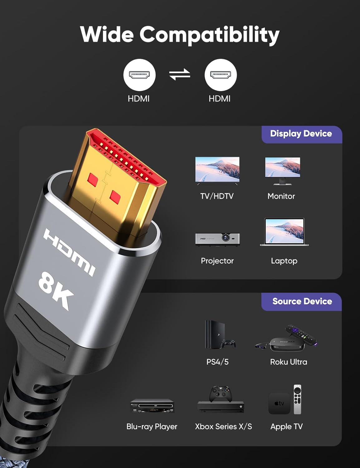 Braided, gold‑plated durability